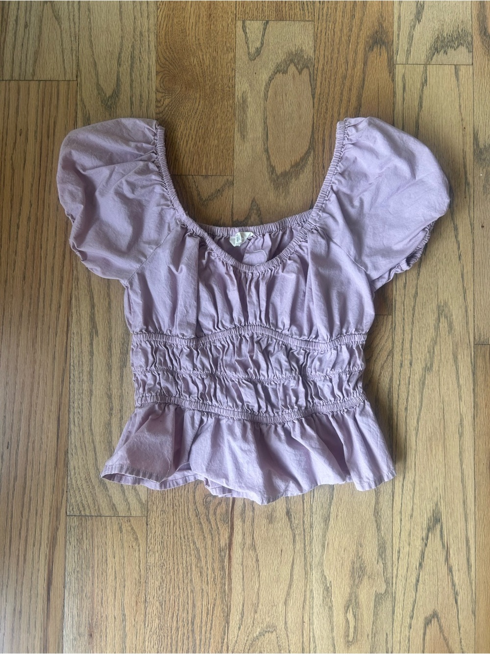 Smocked Puff Sleeve Crop Top in Lavender